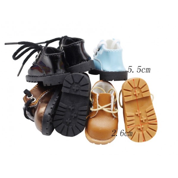 Обувь для куклы "Кожаные ботинки", цвет: белый лаковый, длина 5 см 